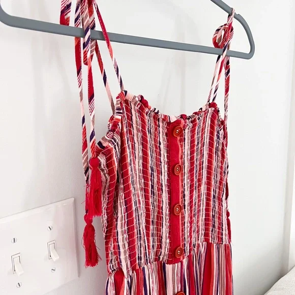 Altard State Smocked Red Dress Sz L - Picture 4 of 6